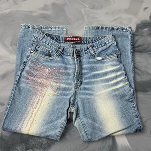 🐾Y2K mcbling dungka coquette bow rhinestone jeans🎀